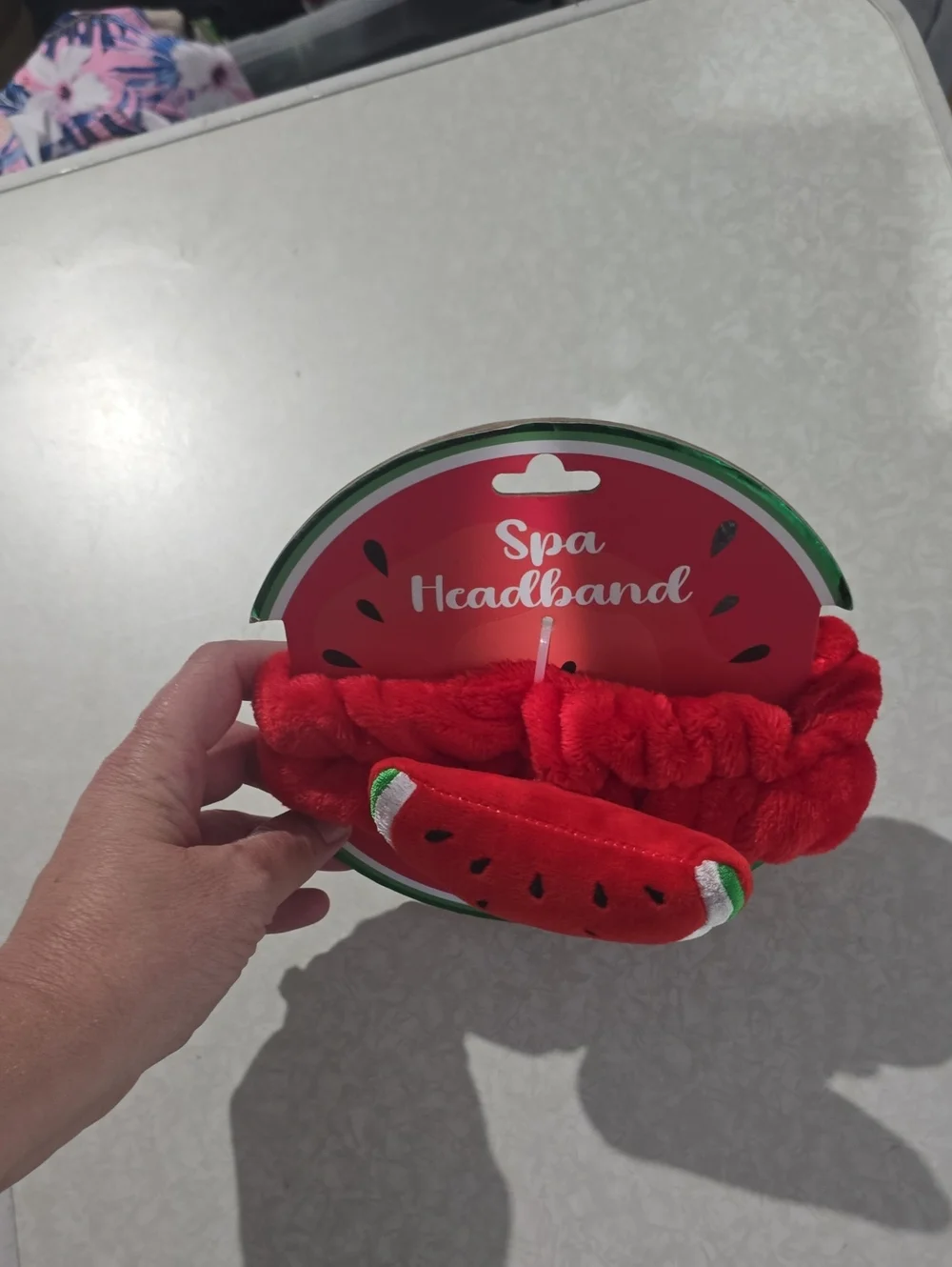True Beauty Spa Headband - Red Watermelon Plush Womens Accessory New Never Used